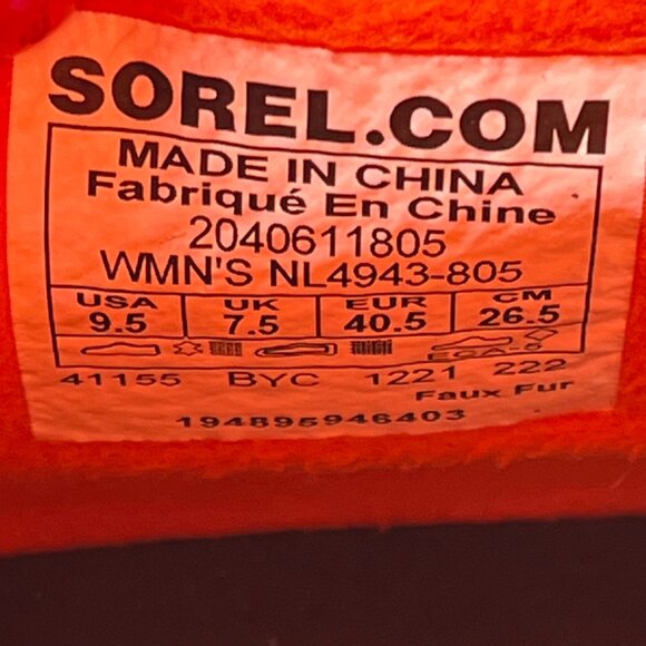 Sorel Women Size 9.5 Out N About III Puffy Orange Zip Waterproof Insulated Boots - Picture 5 of 7